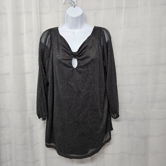 Unbranded Blouse Goth Whimsigoth Fairy Gray Glitter Sheer XL - Picture 10 of 10